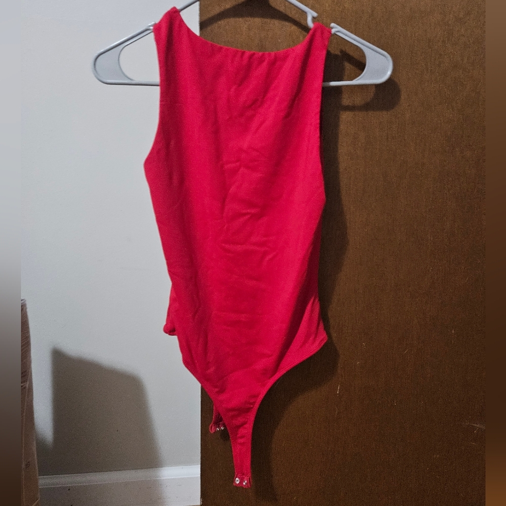 Francesca's X Blue Rain Red Bodysuit Size Small Nylon & Spandex